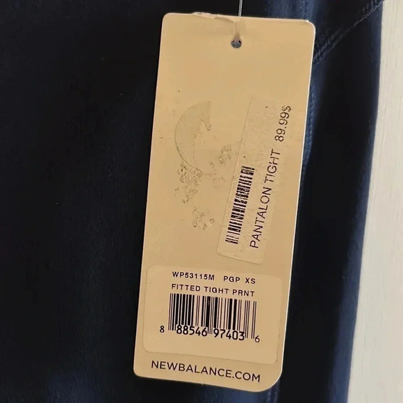 BNWT NEW BALANCE fitted tight print pants , leggings , sweat pants  . Blue red - Picture 7 of 12